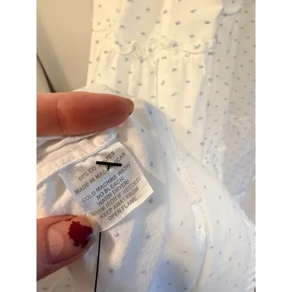 Hill House Ellie Nap Dress $178 Blue Polka Dot Cottagecore Smocked Midi White XS - Picture 10 of 10